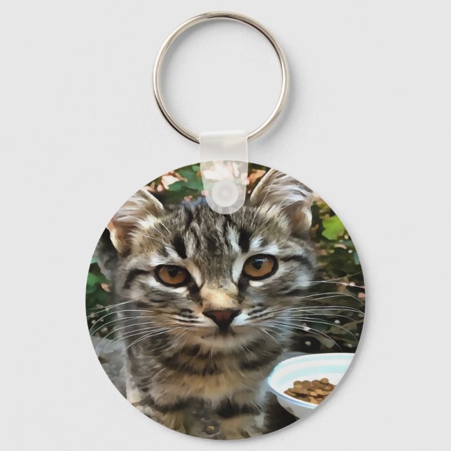 Tabby Cat Kitten Augenkontakt Schlüsselanhänger (Vorderseite)