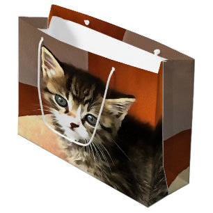Tabby Cat Kitten Pet Portrait Große Geschenktüte