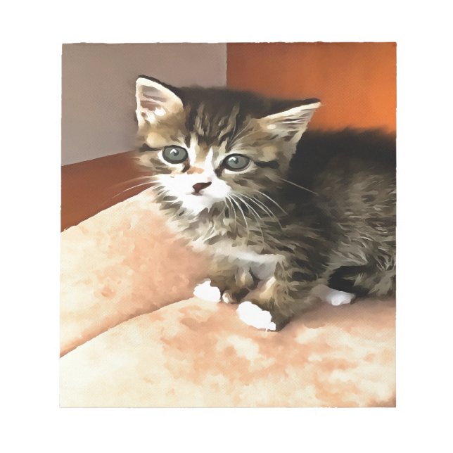 Tabby Cat Kitten Pet Portrait Notizblock (Vorderseite)