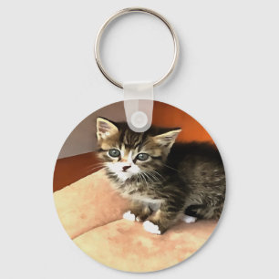 Tabby Cat Kitten Pet Portrait Schlüsselanhänger