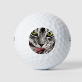 Tabby Cat Licking Paw Golfball