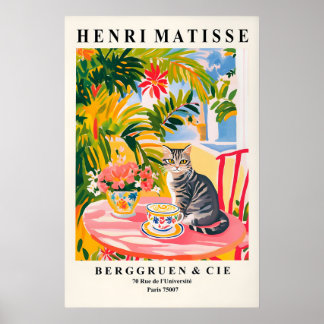Tabby Cat Matisse Print Funny Espresso Art Poster