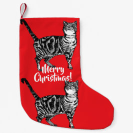 Tabby Cat Merry Cats Red Christmas Strumpf Kleiner Weihnachtsstrumpf