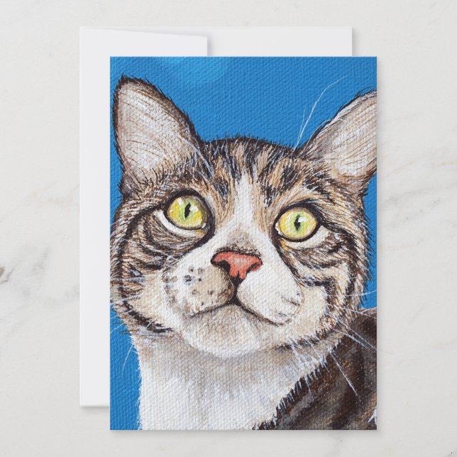 Tabby Cat Painting Flat Card (Vorderseite)