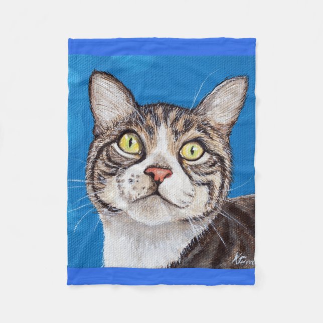 Tabby Cat Painting Fleecedecke (Vorderseite)