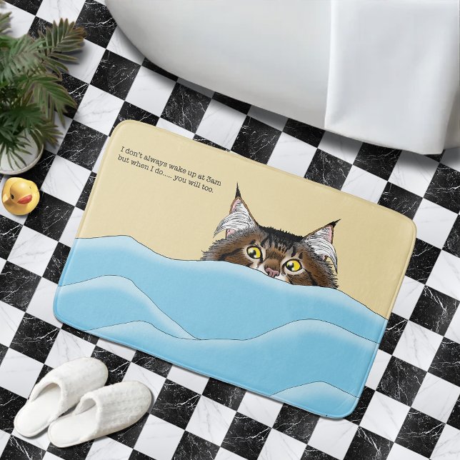 Tabby Cat Peeking Blue Funny Badematte (Von Creator hochgeladen)