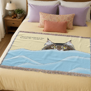 Tabby Cat Peeking Blue Funny Decke