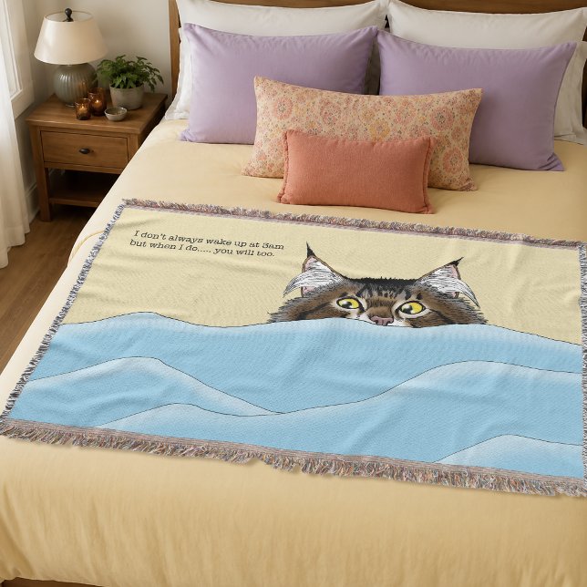 Tabby Cat Peeking Blue Funny Decke (Von Creator hochgeladen)