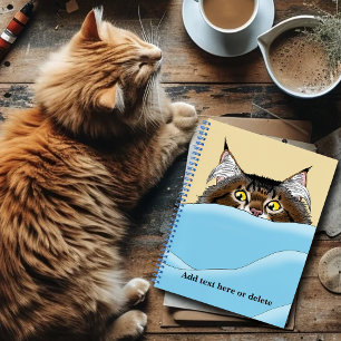 Tabby Cat Peeking Blue Funny Notizbuch