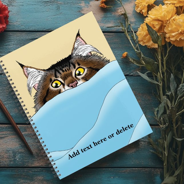 Tabby Cat Peeking Blue Funny Planer (Von Creator hochgeladen)