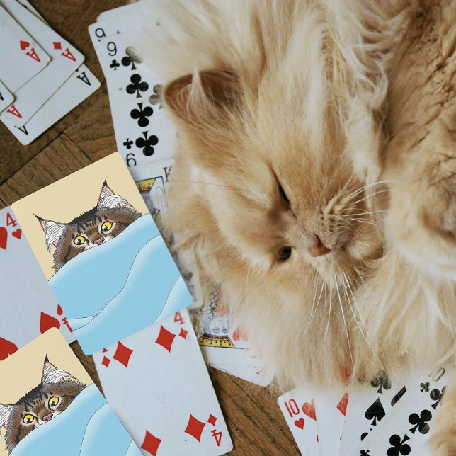 Tabby Cat Peeking Blue Funny Spielkarten (Von Creator hochgeladen)
