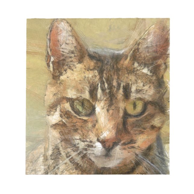 Tabby Cat Pencil Sketch Notizblock (Vorderseite)
