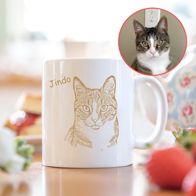 Tabby Cat Personalisiert Hand Zeichnend Kaffeetasse (Von Creator hochgeladen)