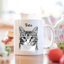 Tabby Cat Personalisiert Hand Zeichnend Tasse