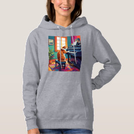 Tabby Cat Piano Hoodie