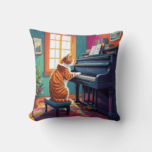 Tabby Cat Piano Kissen (Vorderseite)