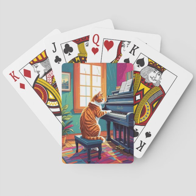Tabby Cat Piano Spielkarten (Rückseite)