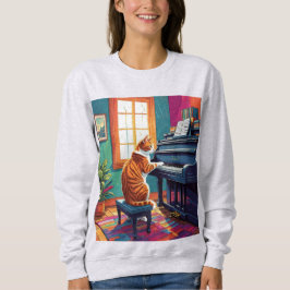 Tabby Cat Piano Sweatshirt