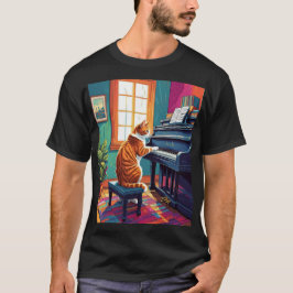 Tabby Cat Piano T-Shirt