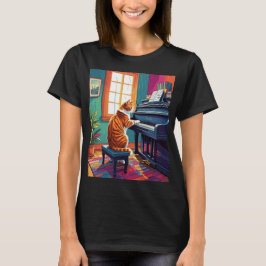Tabby Cat Piano T-Shirt