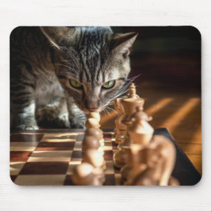 Tabby Cat Playing Schach Mousepad