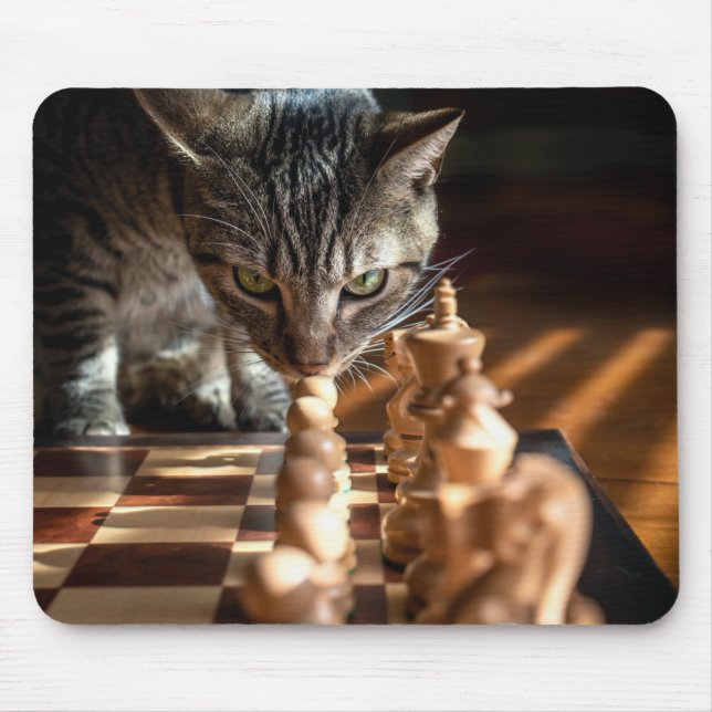 Tabby Cat Playing Schach Mousepad (Vorne)
