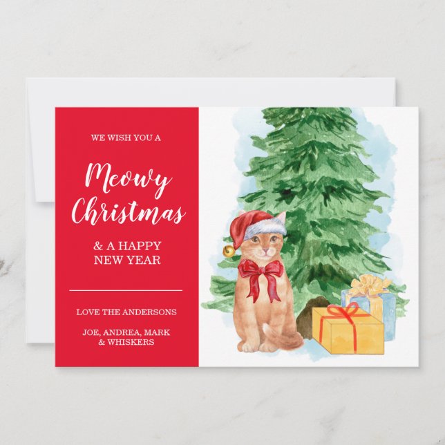 Tabby Cat Preisgünstige Weihnachtskarte Weihnachts Karte (Vorderseite)