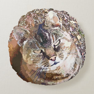TABBY CAT RUNDES KISSEN