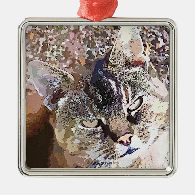 TABBY CAT SILBERNES ORNAMENT (Vorne)