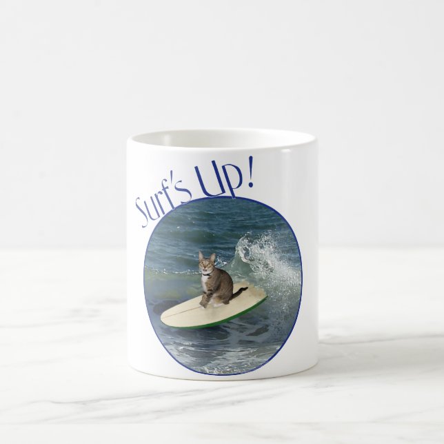 Tabby Cat Surf's Up! Kaffeetasse (Mittel)