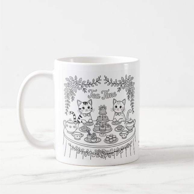 Tabby Cat Tea Time Party Mug Kaffeetasse (Links)
