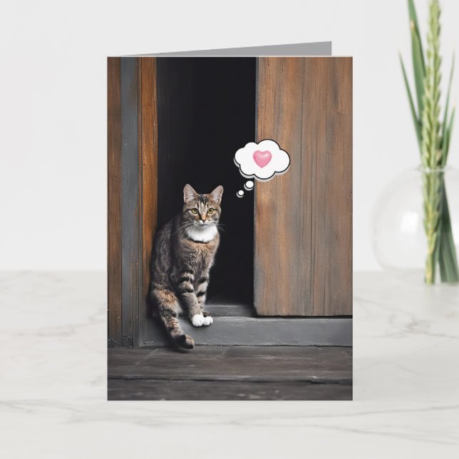 Tabby Cat Thinking Karte (Vorderseite)