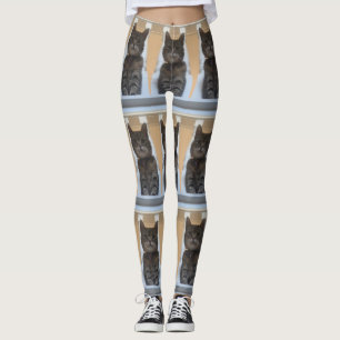 Tabby Cat Tiled Muster Leggings