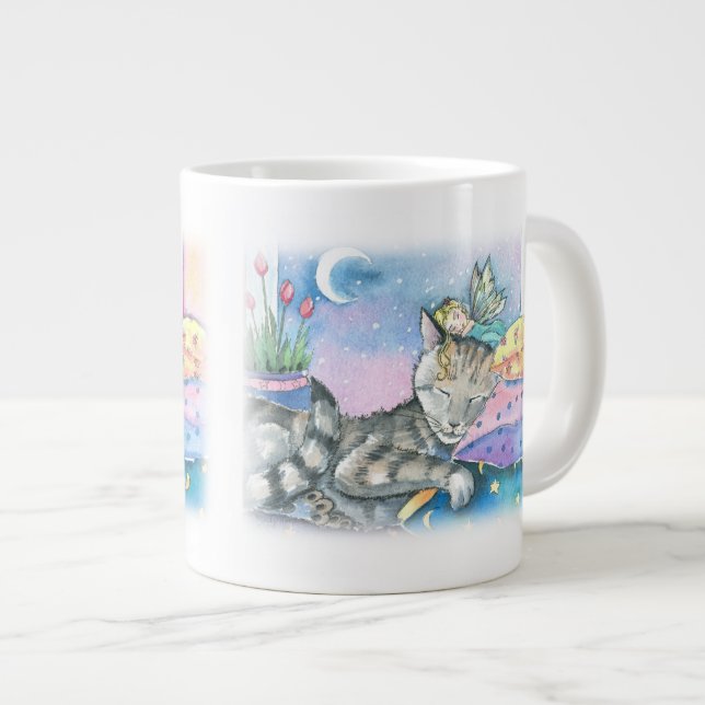 Tabby Cat und Fairy Jumbo-Tasse (Vorderseite Rechts)
