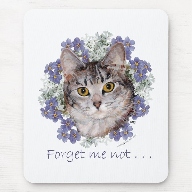 Tabby Cat Vergessen-Me-not Mousepad (Vorne)