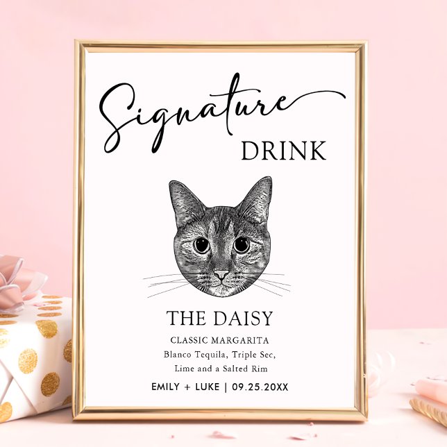 Tabby Cat Wedding Signature Drink-Zeichen Poster (Von Creator hochgeladen)