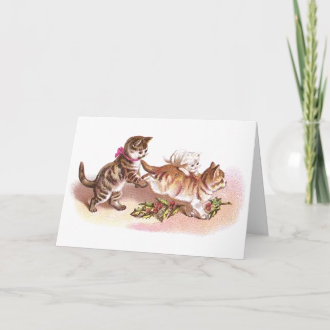 Tabby Cats & Holly Viktorianische Weihnachten (Vorderseite)