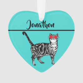 Tabby Cats 'One Cool Cat' Aqua Boys Mens