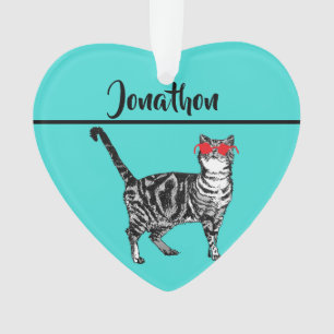 Tabby Cats 'One Cool Cat' Aqua Boys Mens