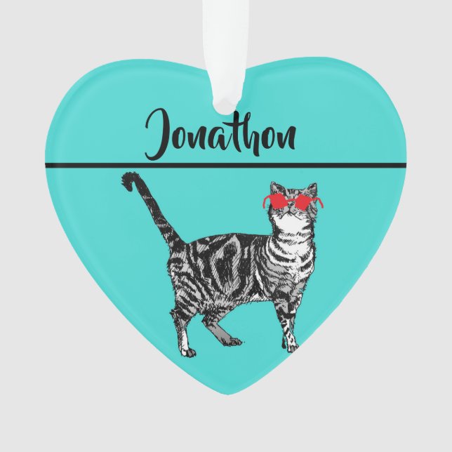 Tabby Cats 'One Cool Cat' Aqua Boys Mens (devant)
