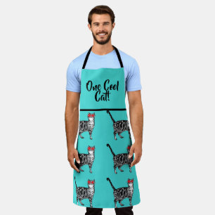 Tabby Cats 'One Cool Cat' Aqua Mens Haustier Schü Schürze