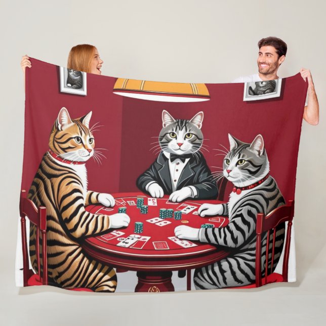 Tabby Cats Poker spielen Fleecedecke (Beispiel)