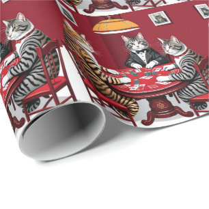 Tabby Cats Poker spielen Geschenkpapier
