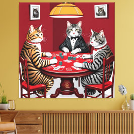Tabby Cats Poker spielen Leinwanddruck