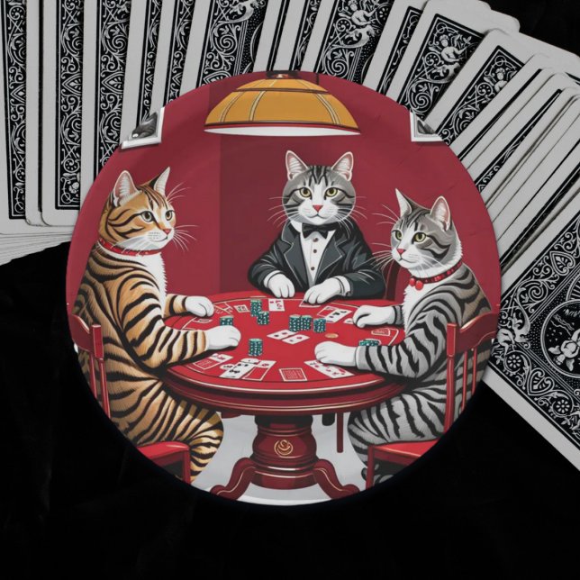 Tabby Cats Poker spielen Pappteller (Von Creator hochgeladen)
