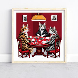 Tabby Cats Poker spielen Poster
