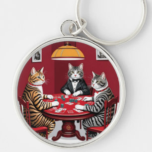 Tabby Cats Poker spielen Schlüsselanhänger