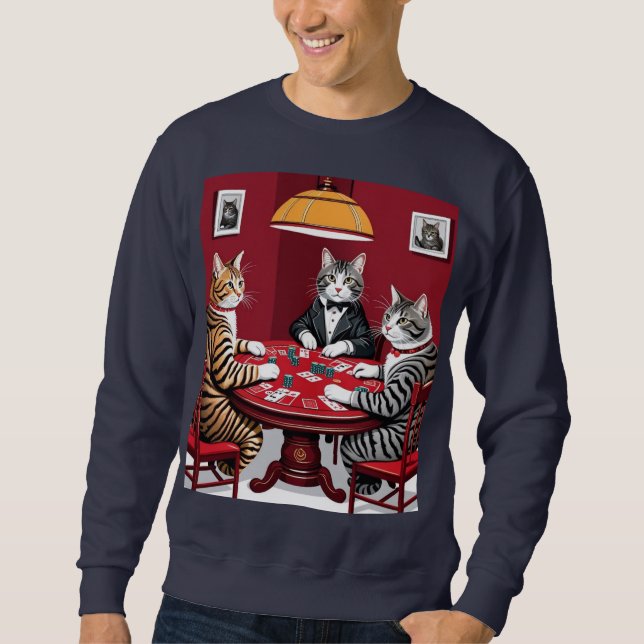 Tabby Cats Poker spielen Sweatshirt (Vorderseite)