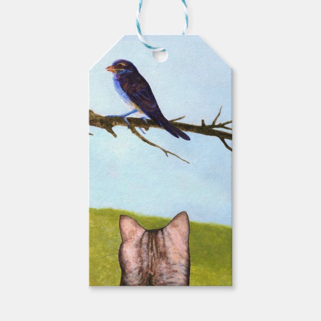 Tabby Cats Talk to Birds Geschenkanhänger (Vorderseite)