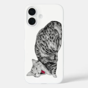 Tabby Chat Jaune Coque monochrome avec langue roug